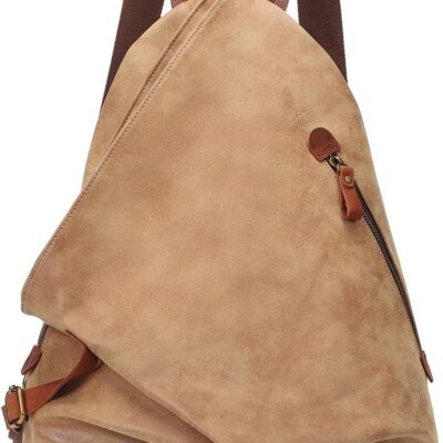 PU Leather Vintage Backpack – Large Casual Daypack Outdoor Travel Rucksack Hiking Backpacks for Men Women