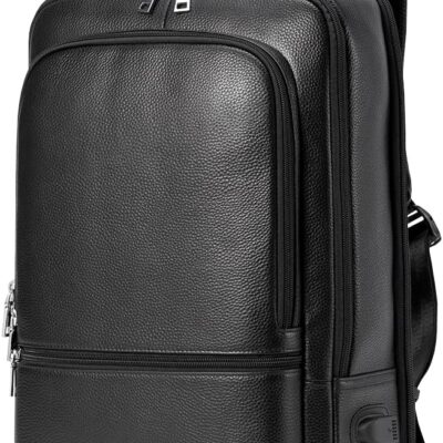 15.6 Inch Genuine Leather Laptop Backpack for Men Women, Business Travel Backpack Hiking Rucksack Daypack