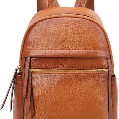 Genuine Leather Backpack Purse for Women, Medium Soft Daypack