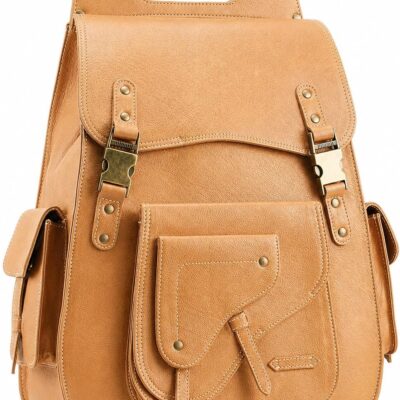 Full Grain Leather Backpack for Men – Business Computer Backpack Fits Upto 17” Laptop, Office Work Travel Bag