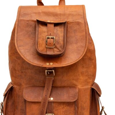 Vintage Full Grain Leather Backpack for Men & Women | 17 Inch Genuine Laptop Bag | Rucksack for Office, College & Travel | Bag with Multiple Compartment | Includes Leather Journal | 20X12X8 Inch