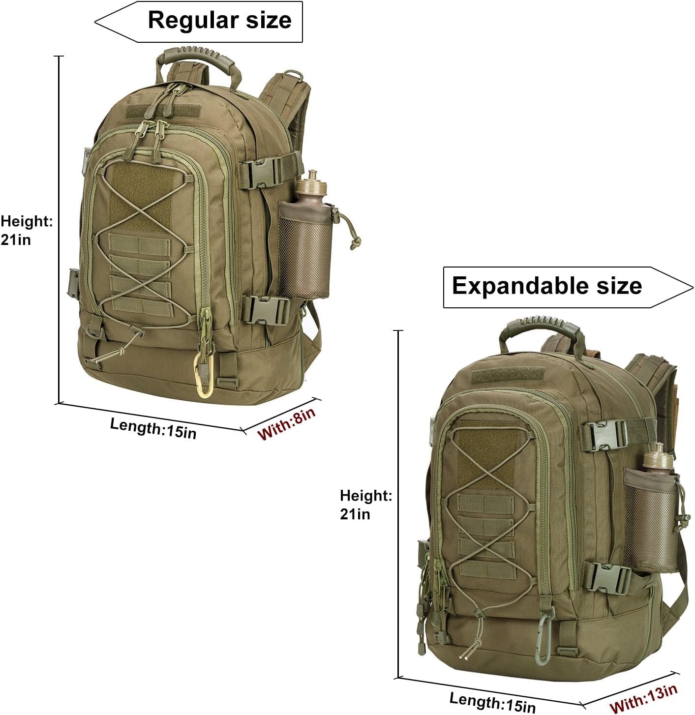 Large Military 3 Day Pack Expandable Backpack Army Daypack for Outdoor Hiking Hunting - Image 2
