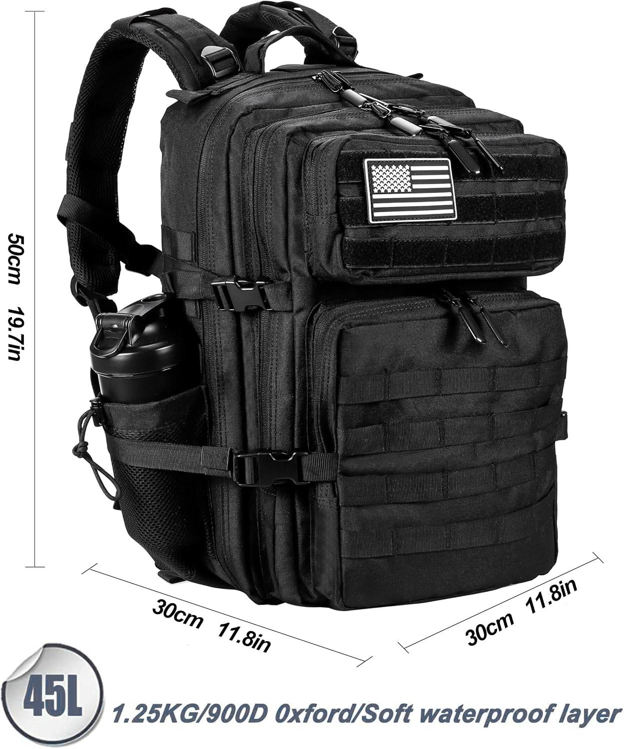 Military Tactical Backpack for Men and Women 45L Army 3 Bag Large Rucksack with System - Image 2