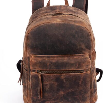 Leather backpack purse rucksack laptop bag for women & men travel hiking travel shoulder camping bag